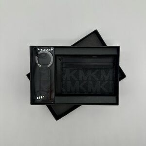 MICHAEL KORS Black Keychain and Card Holder Set